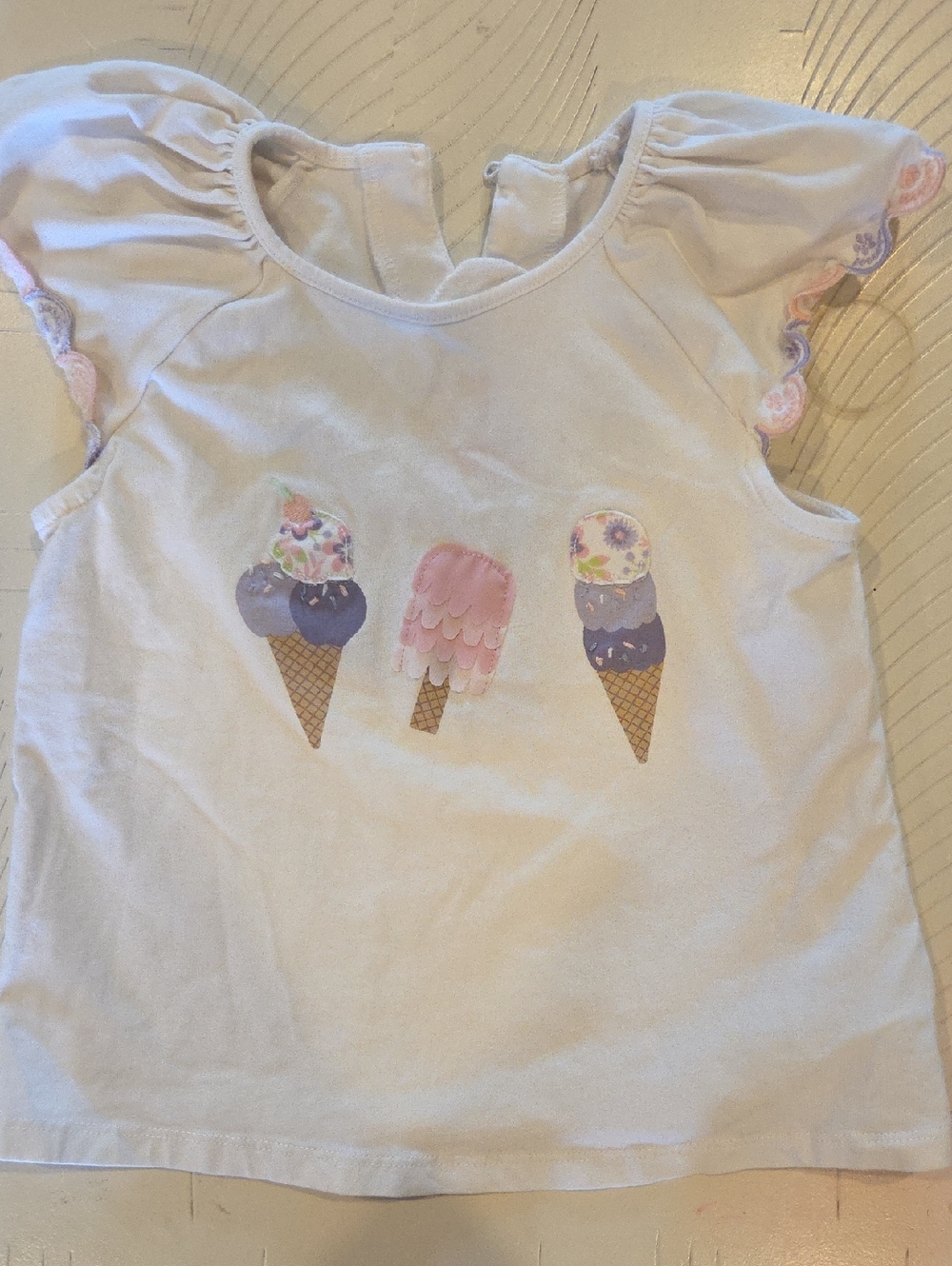 Isaac Mizrahi Cream Tee with Ice Cream Graphic
